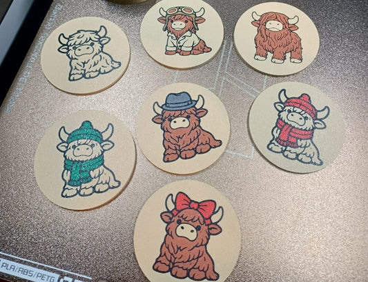 Highland Cow Coaster Set